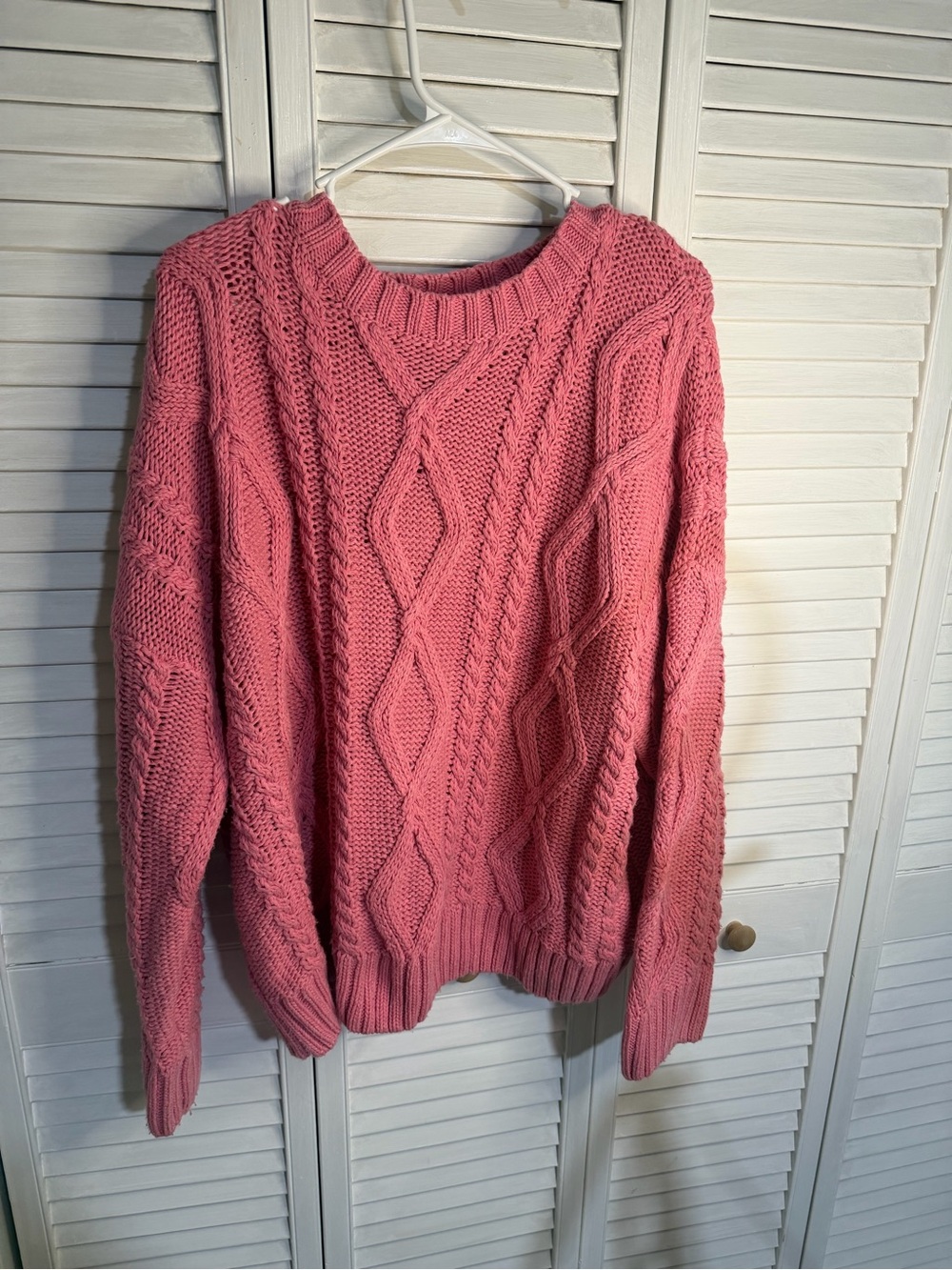 Princess Polly Pink Cable Knit Crewneck Sweater